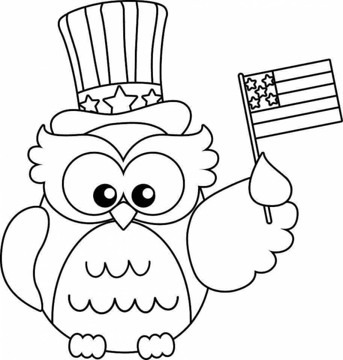 Majestic wise owl coloring book for children