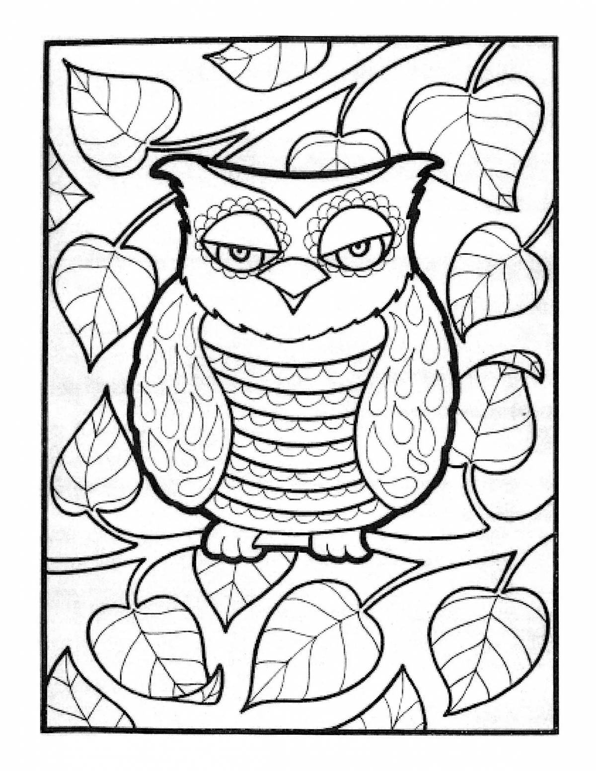Large wise owl coloring book for children
