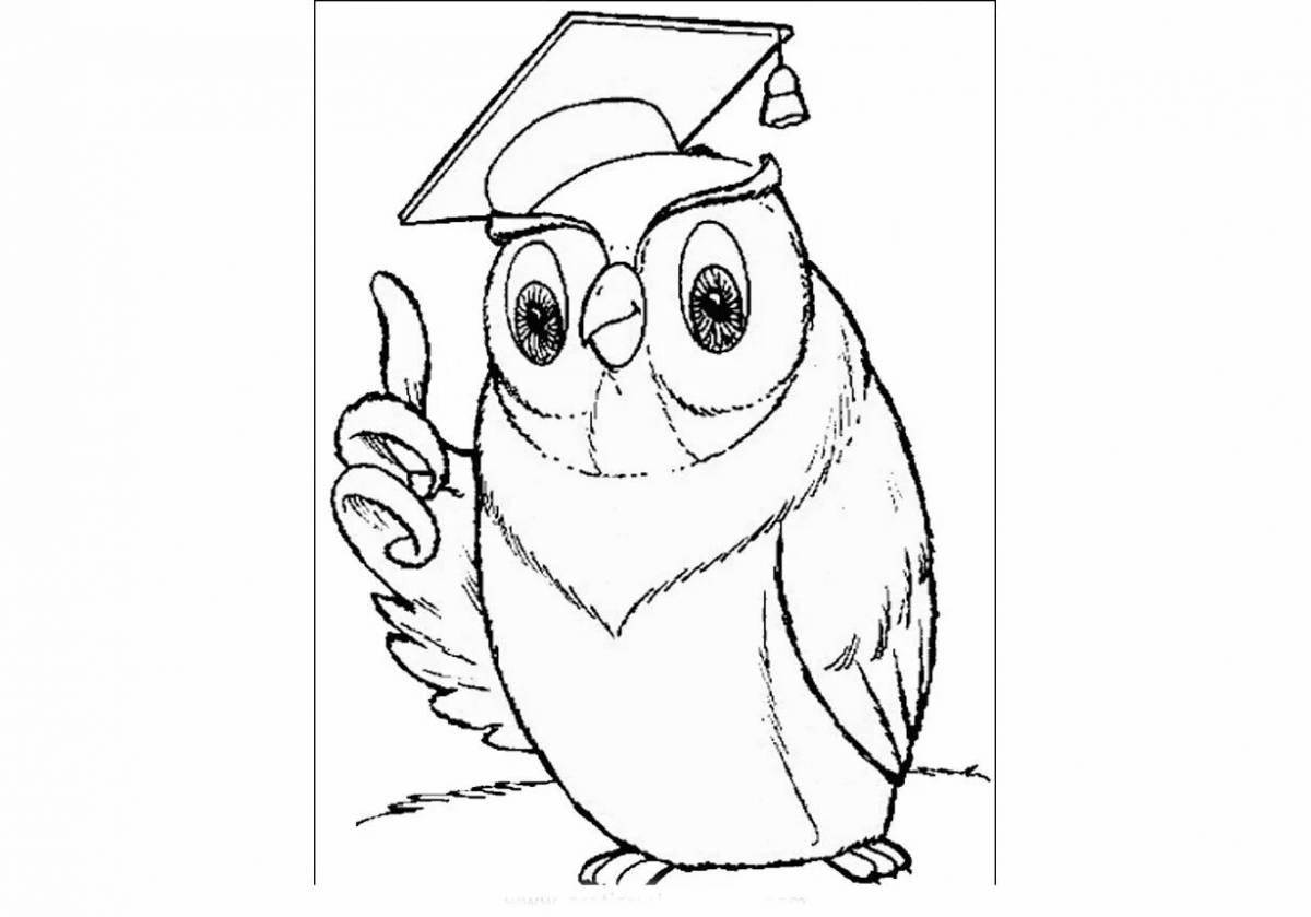Elegant wise owl coloring book for kids