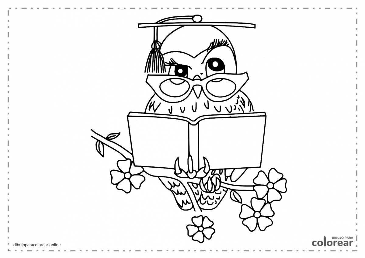 Adorable wise owl coloring book for kids