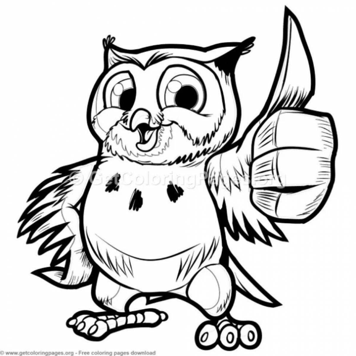 Fancy wise owl coloring book for kids