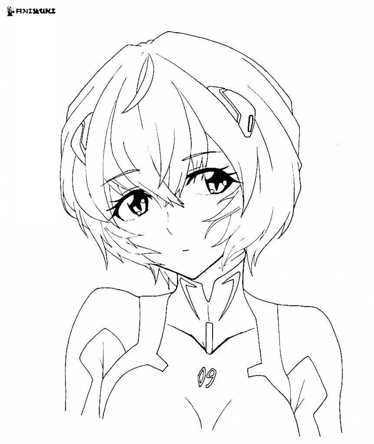 Ayanami Rei Full Body Vibrant Coloring Page