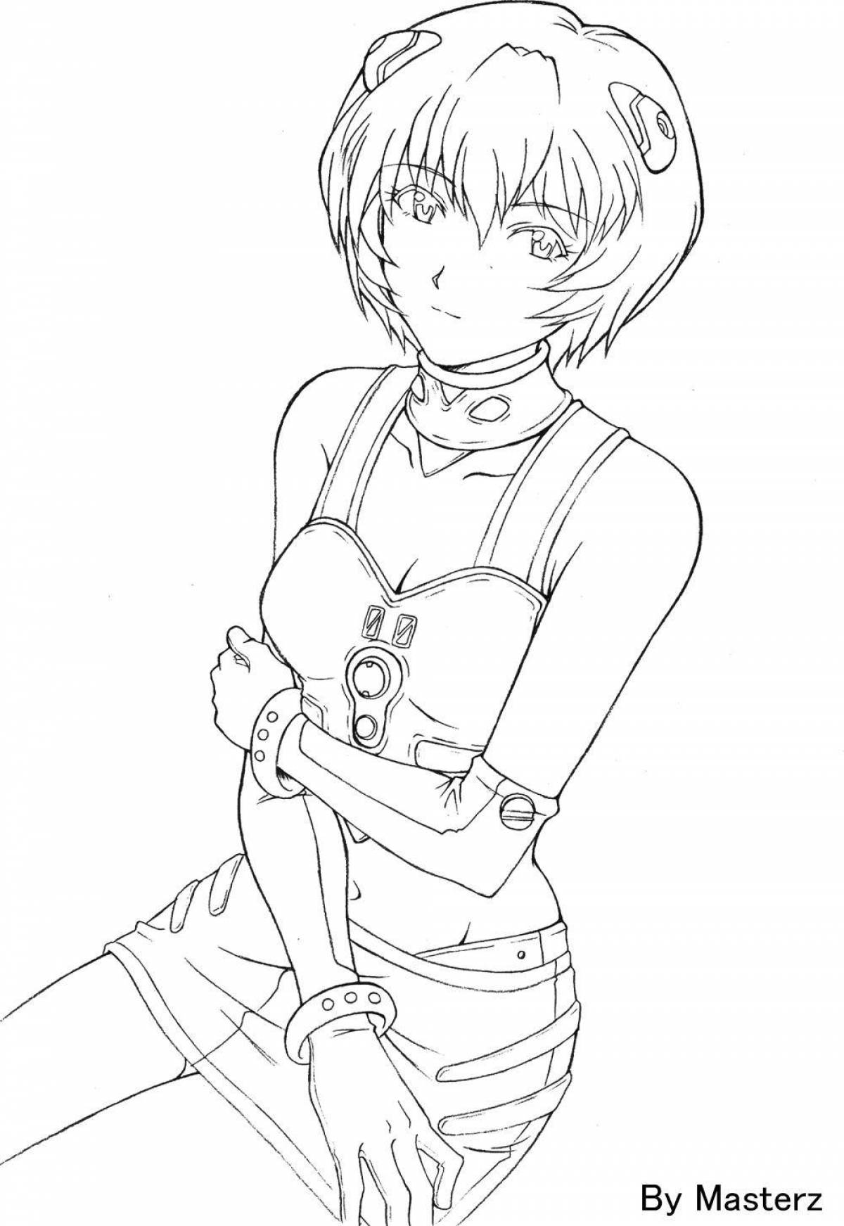 Exquisite ayanami rei full body coloring page