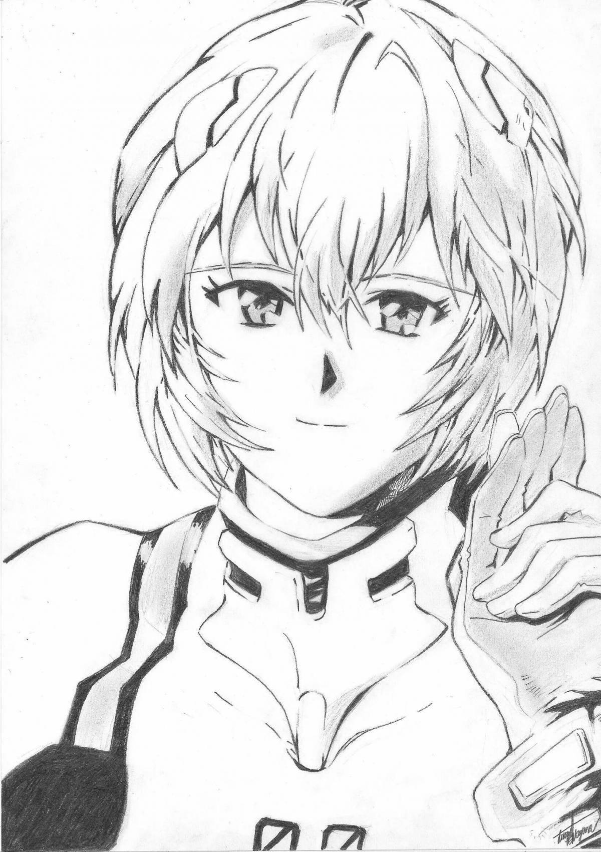 Ayanami Rei full body coloring page