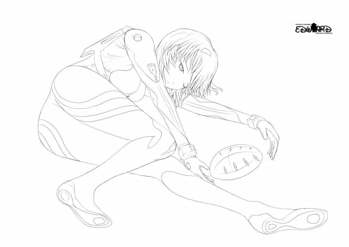 Ayanami Rei's full body coloring page is amazing
