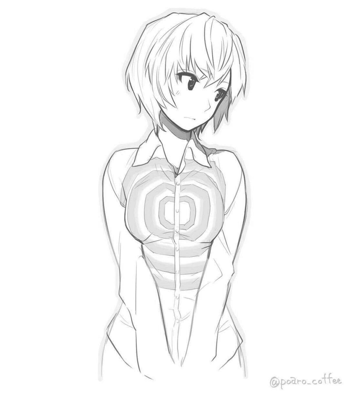 Ayanami Rei's spectacular full body coloring page