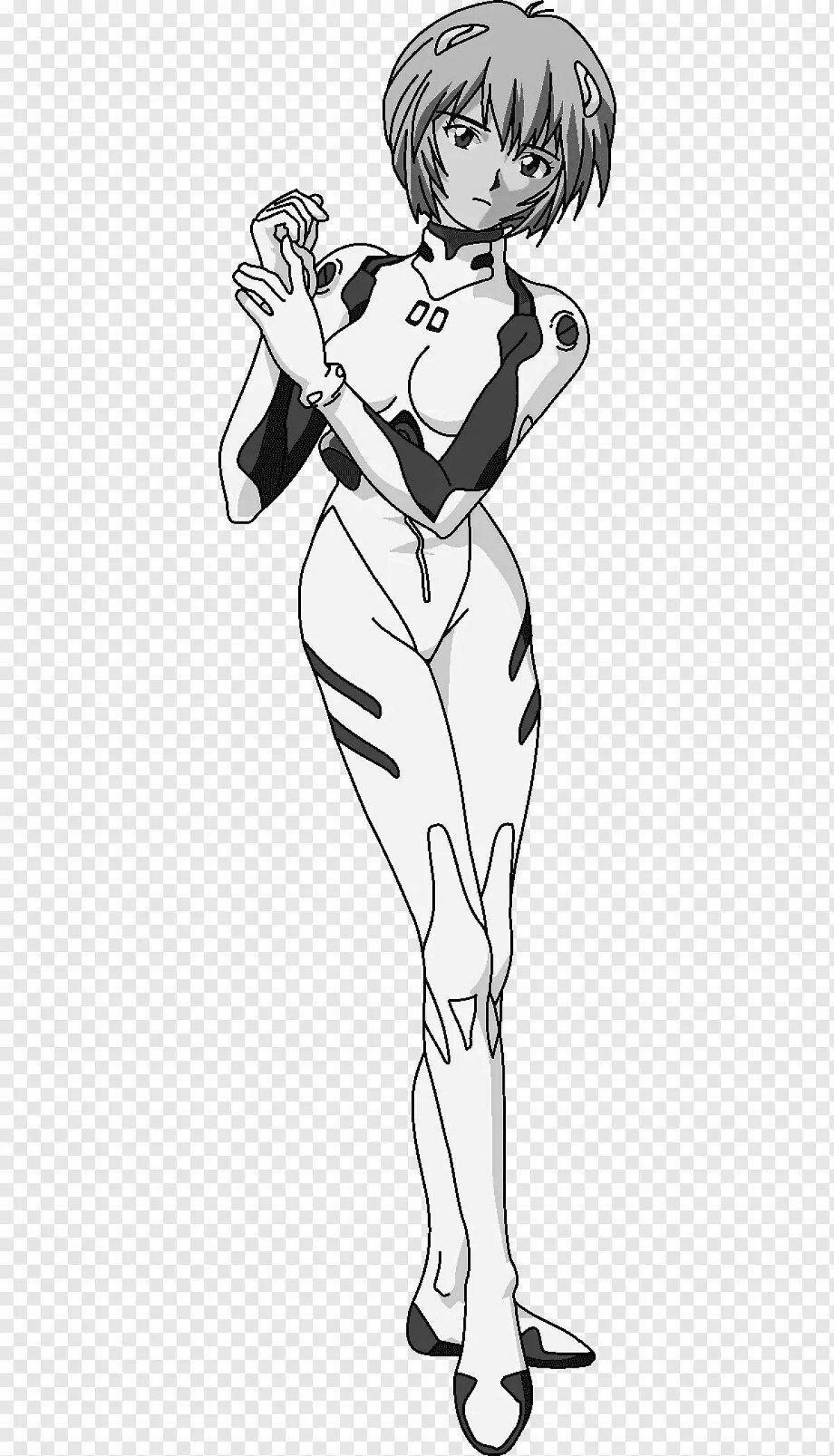 Ayanami rei's incredible full body coloring page