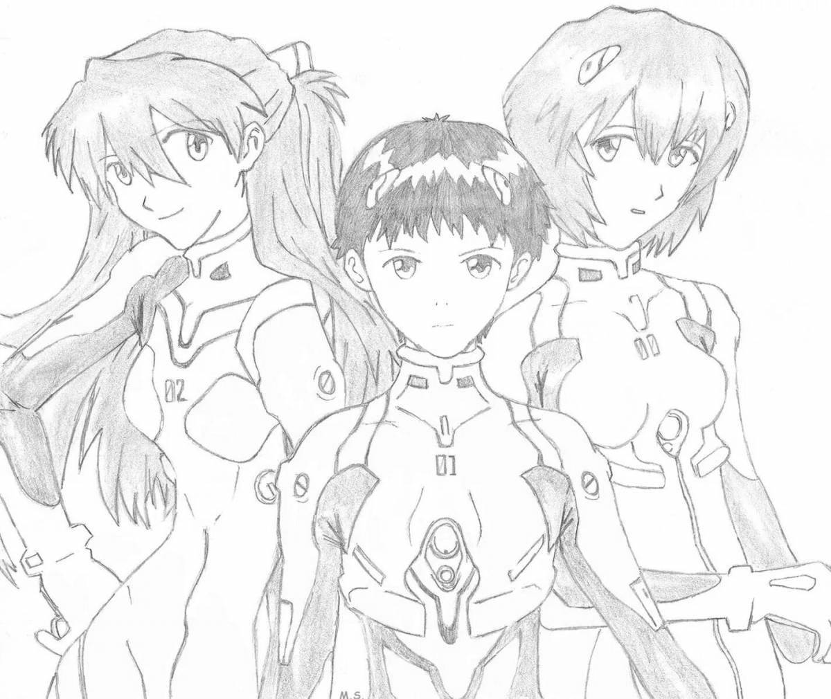 Ayanami Rei full body coloring page flawless