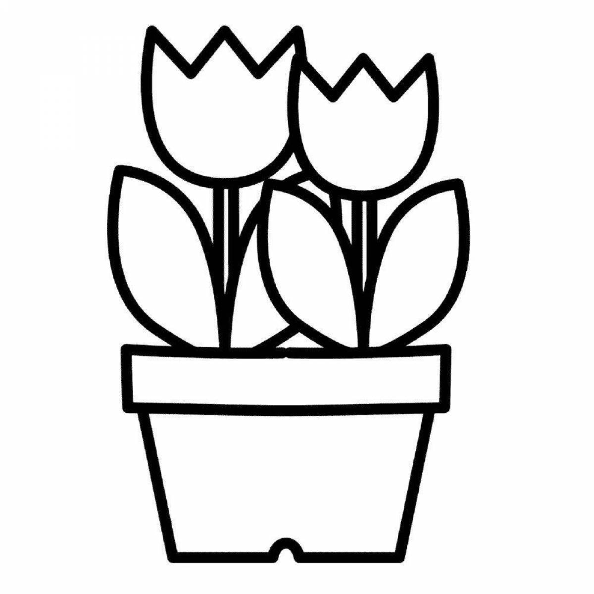 Playful flower pot coloring page for kids
