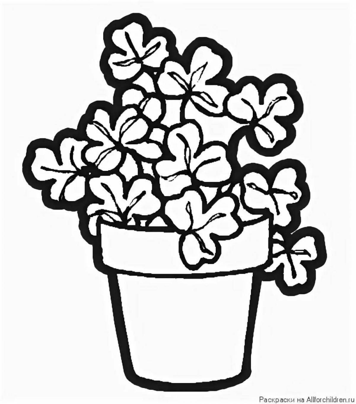 Adorable flower pot coloring page for kids