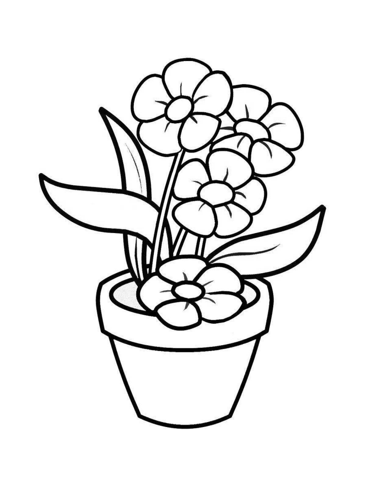 Glowing flower pot coloring book for kids