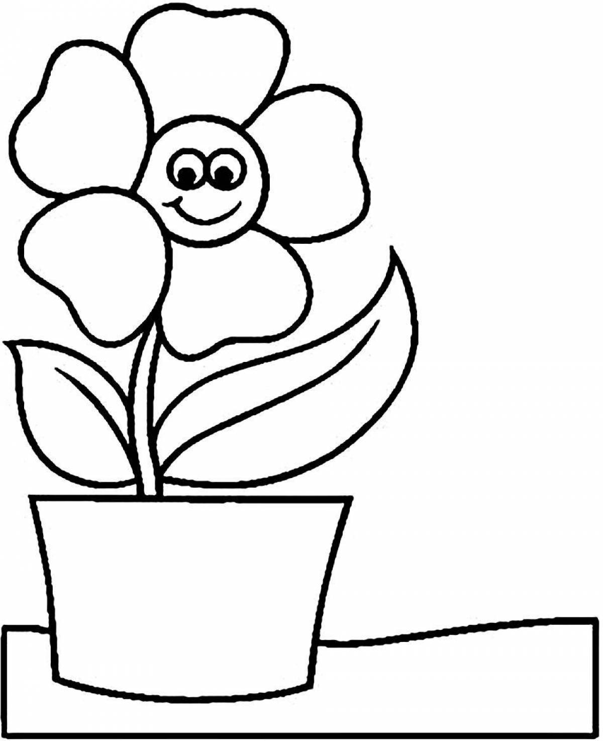 Удивительная страница раскраски цветочного горшка для детей