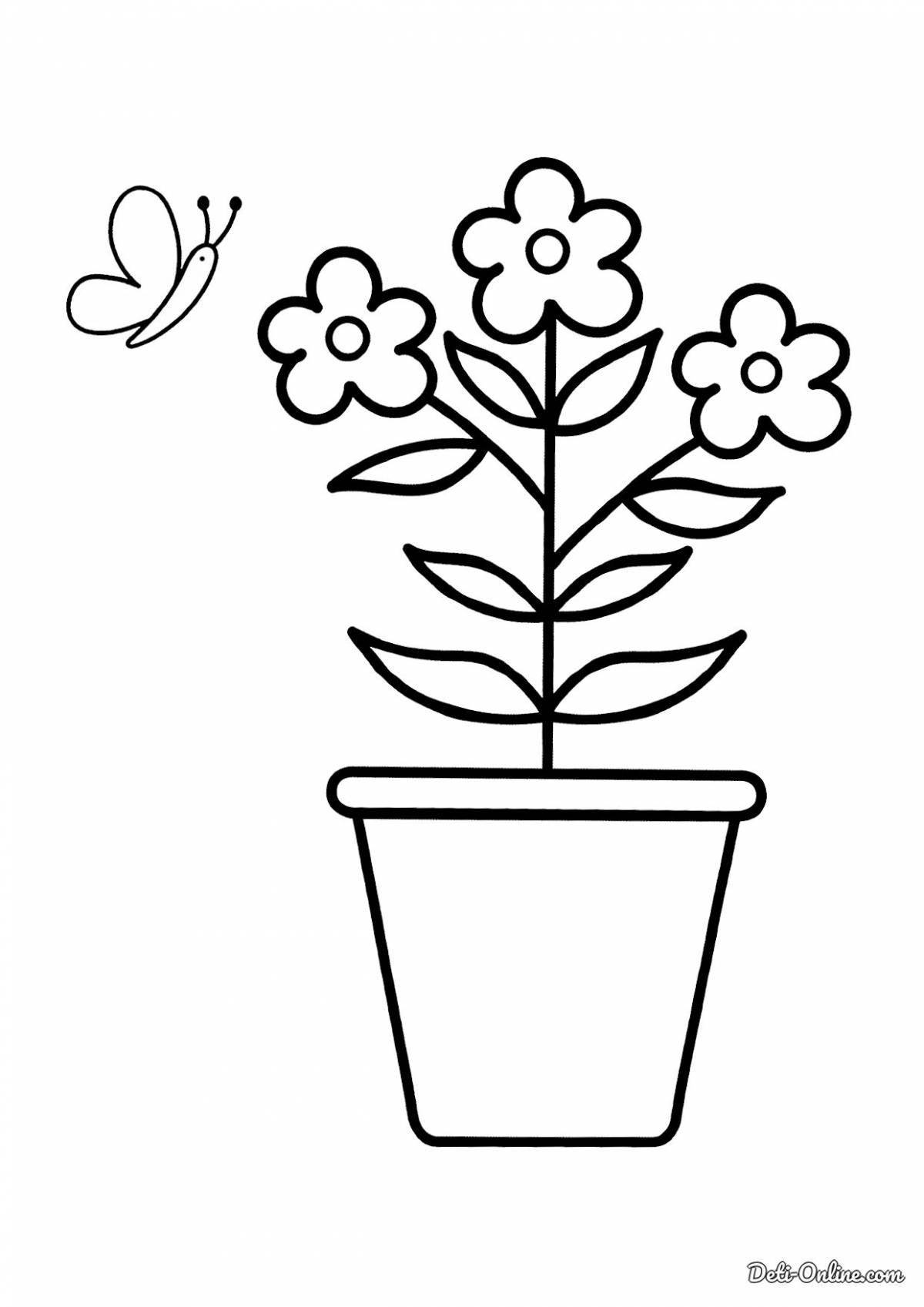 Luxury flower pot coloring book for kids