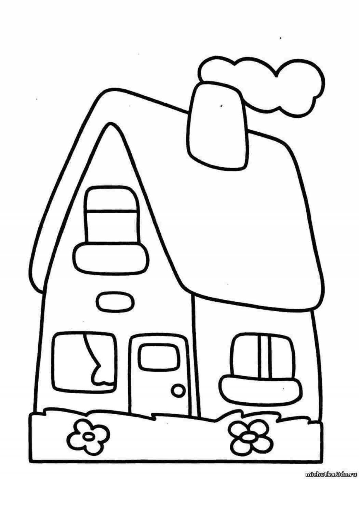 Coloring bright house for kids 2 3