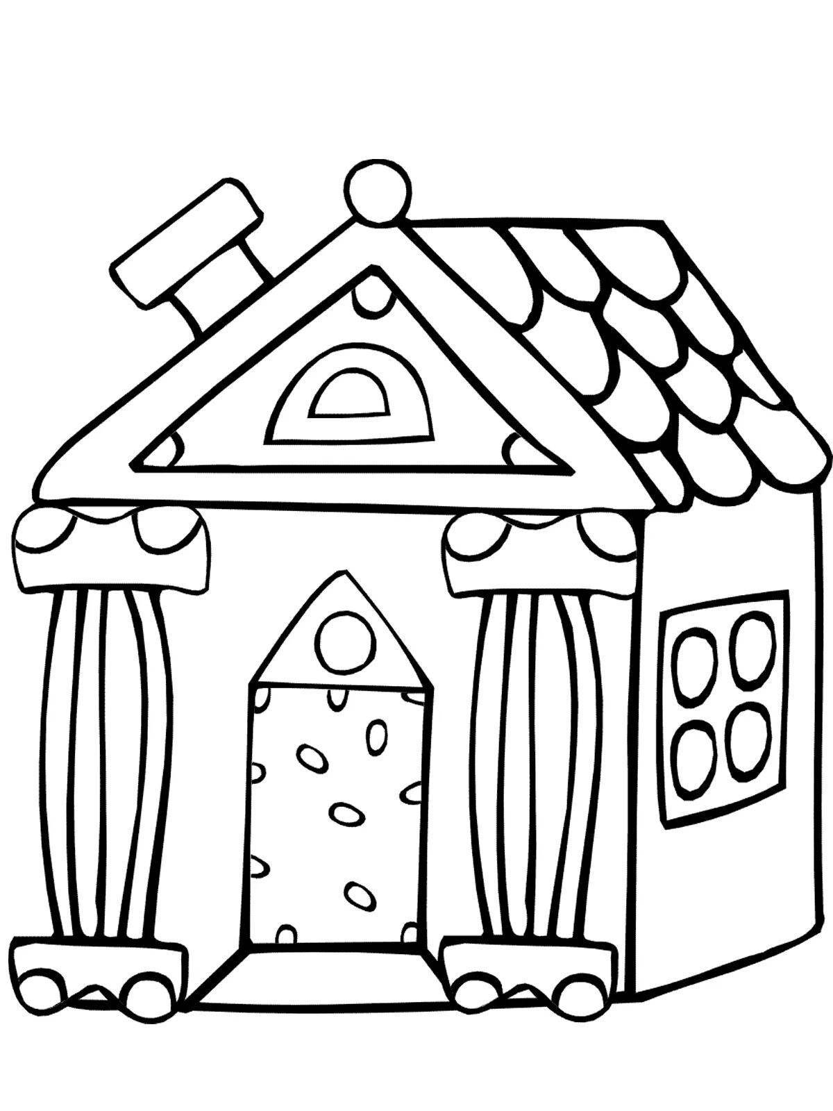 Coloring page joyful house for kids 2 3