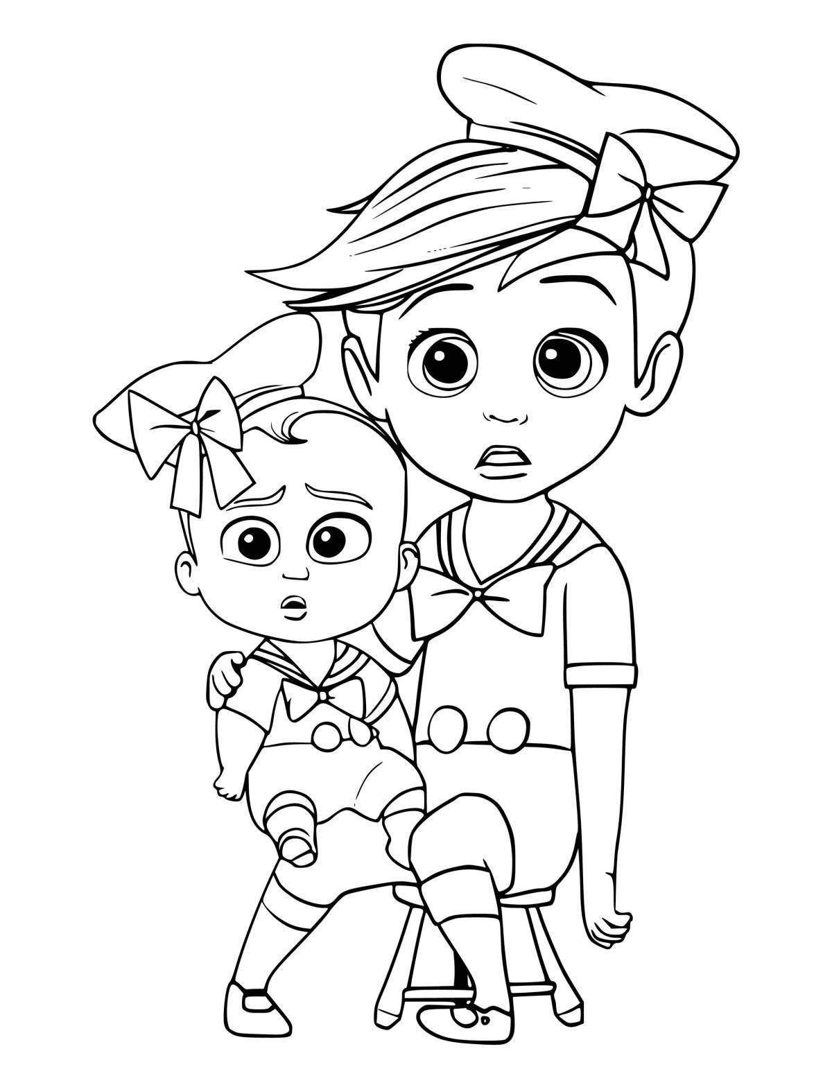 Coloring page funny baby boss