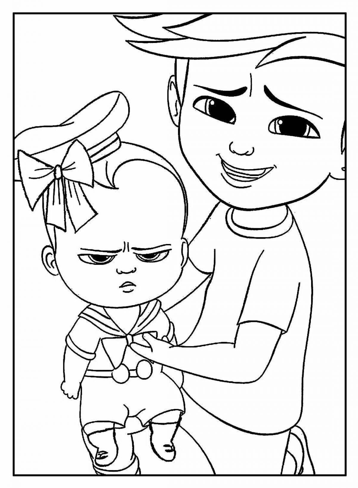 Colorful baby boss coloring page