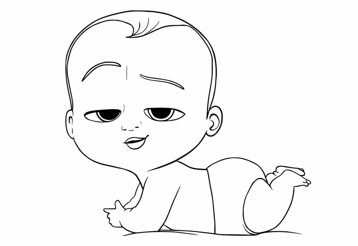 Coloring page playful baby boss