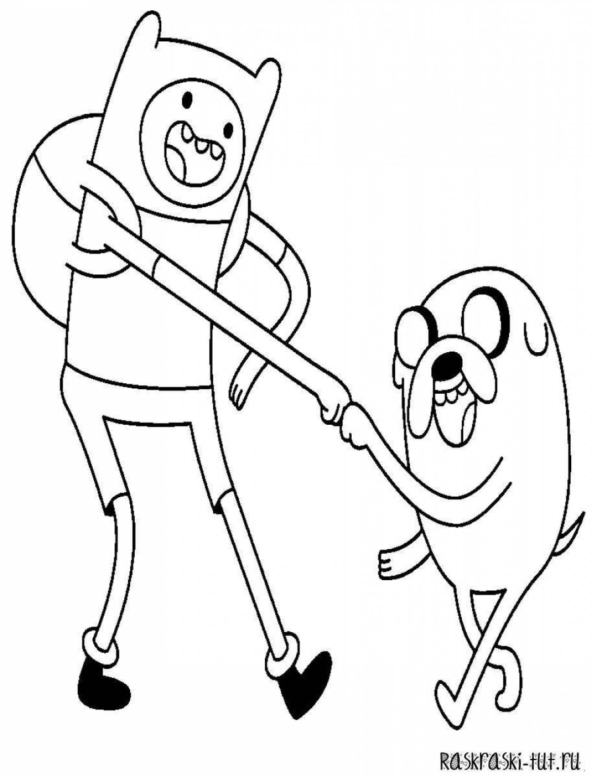 Colorful fin and jake from adventure time