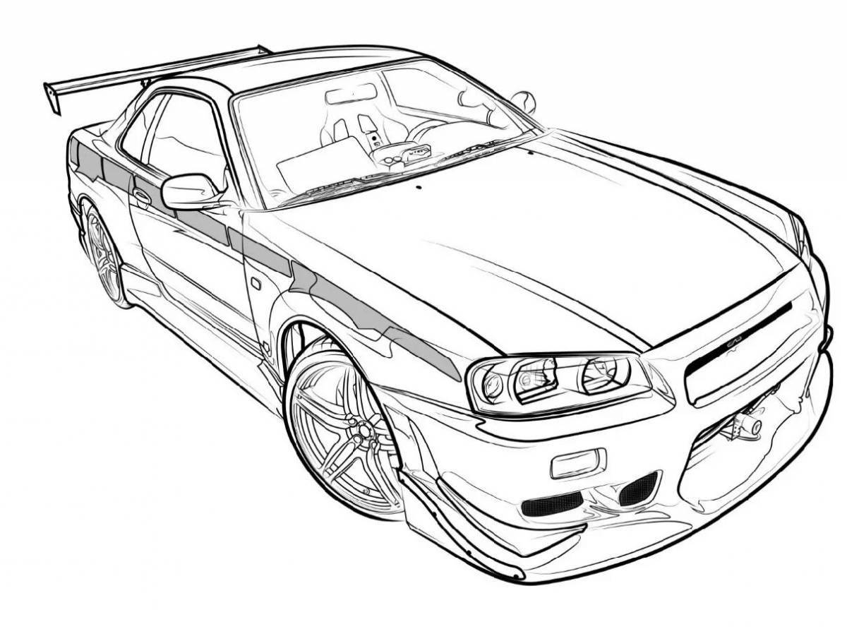 Luminous nissan skyline from fast and furious 2