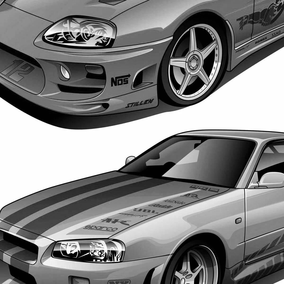 Luxurious nissan skyline from fast and furious 2