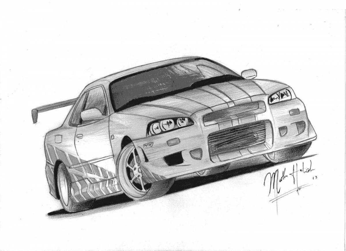 Bold nissan skyline from fast and furious 2