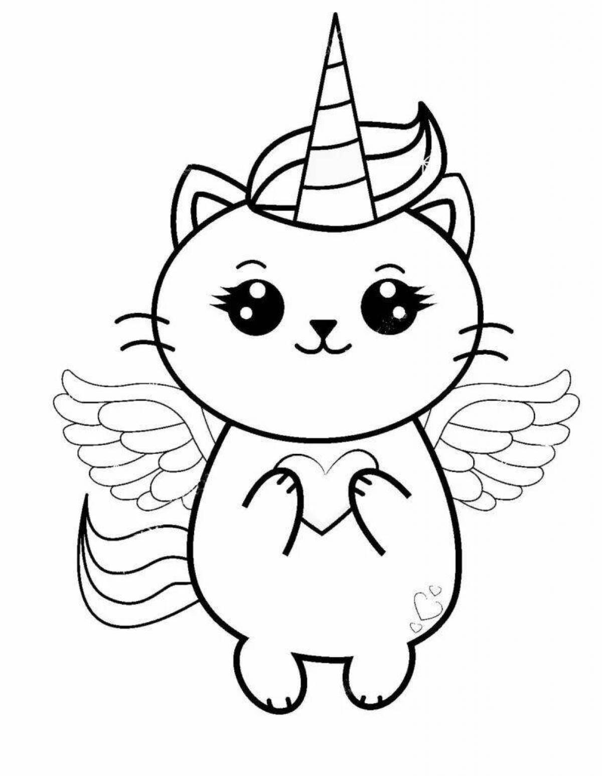 Awesome unicorn cat coloring book for kids