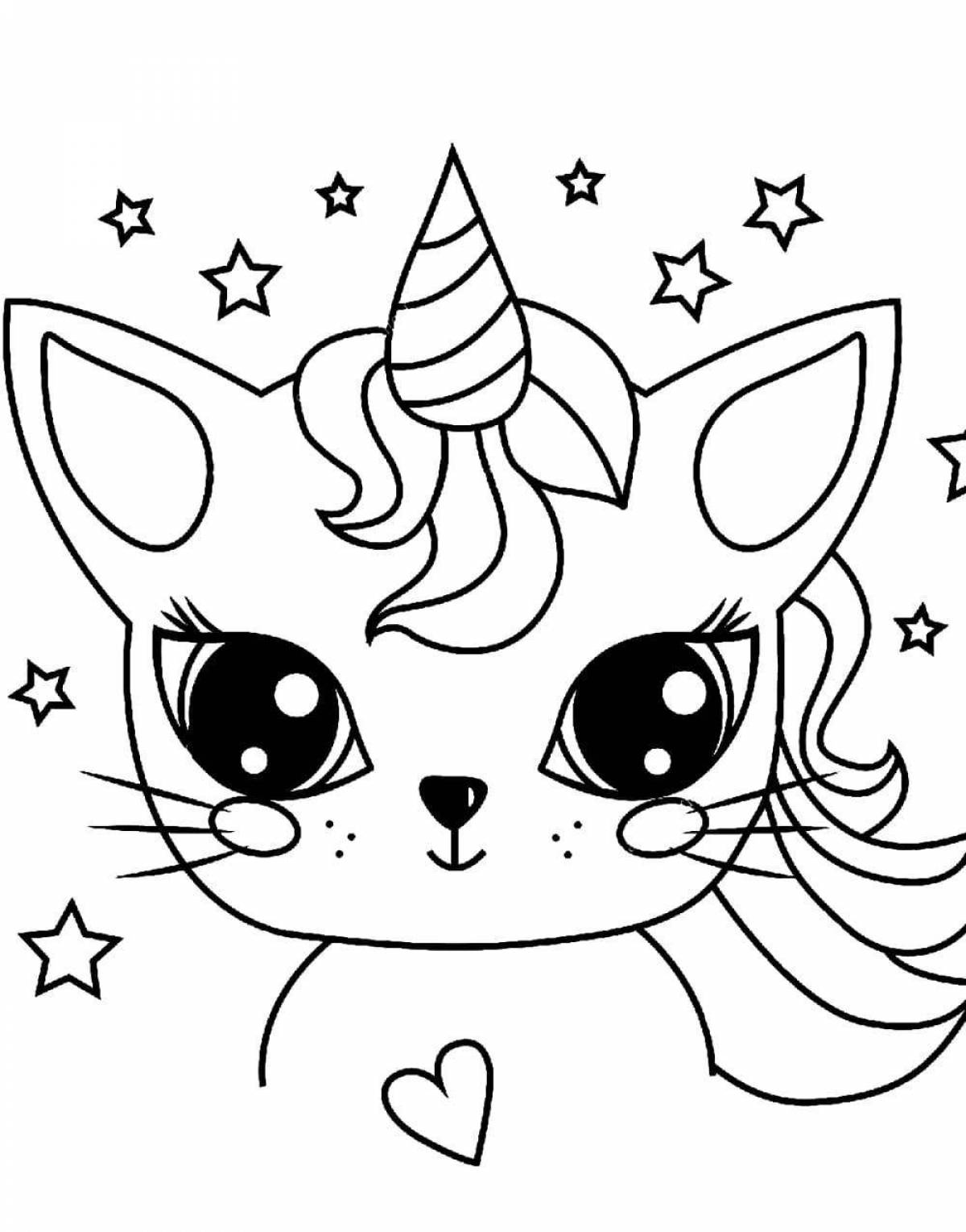 Violent unicorn cat coloring book for kids