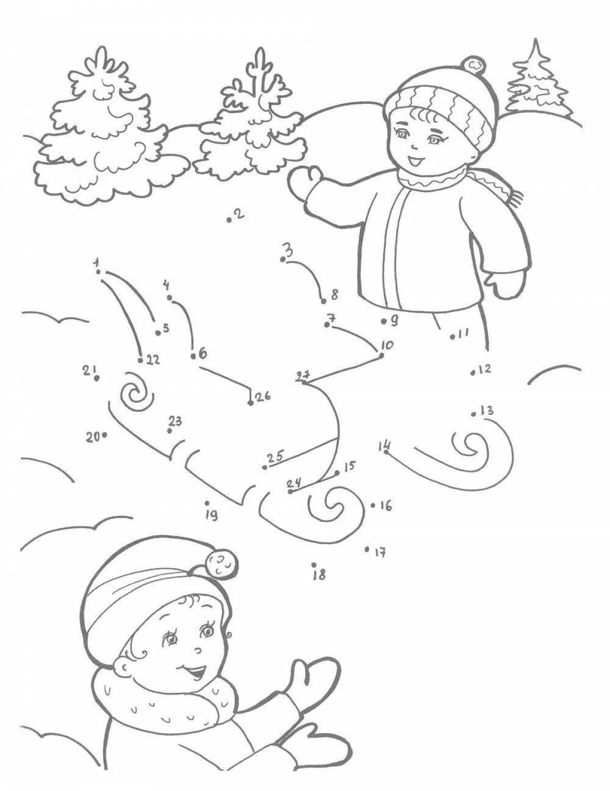 Pre-k snowy winter coloring page