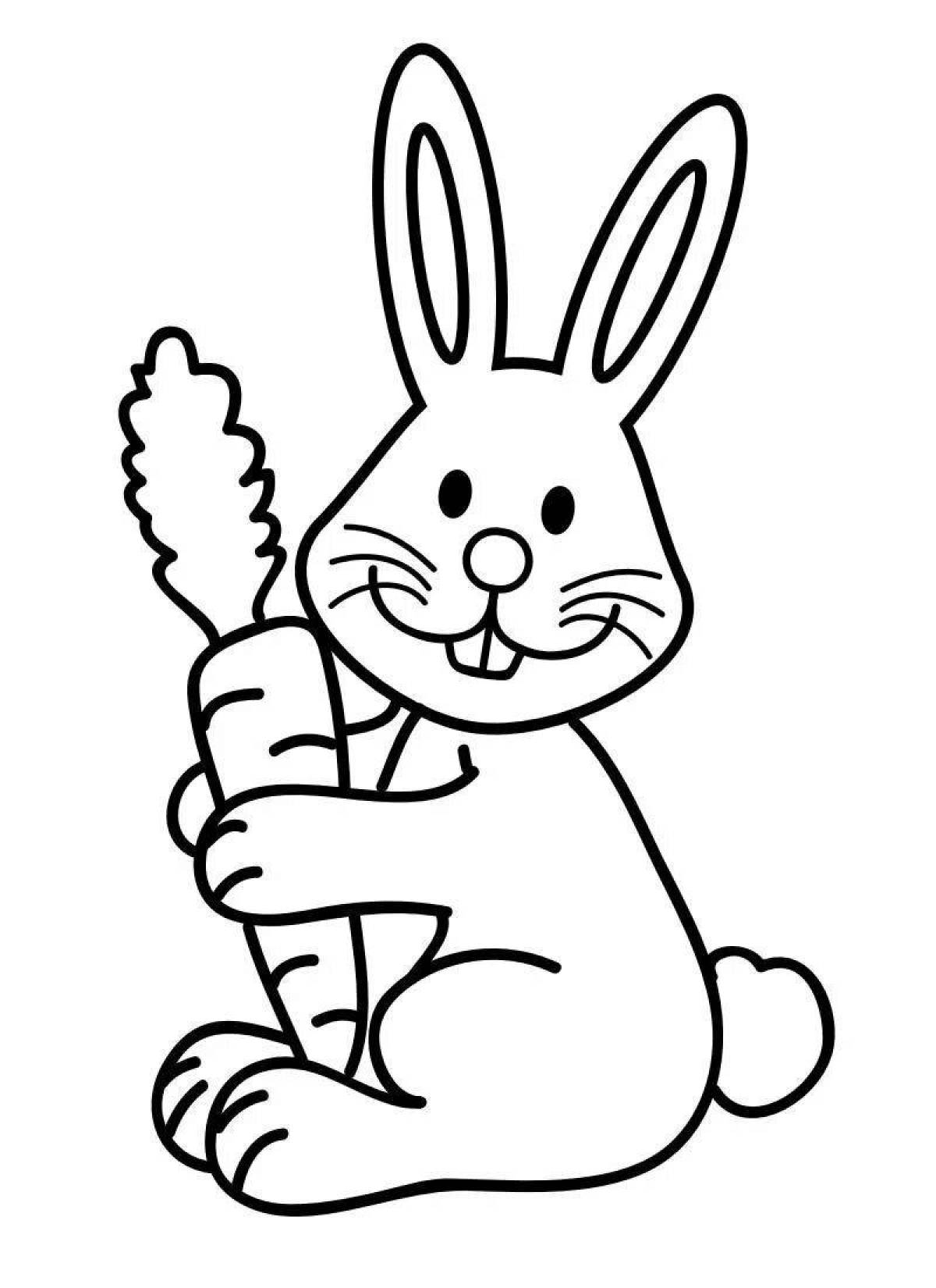 Красочная раскраска кролик с морковью