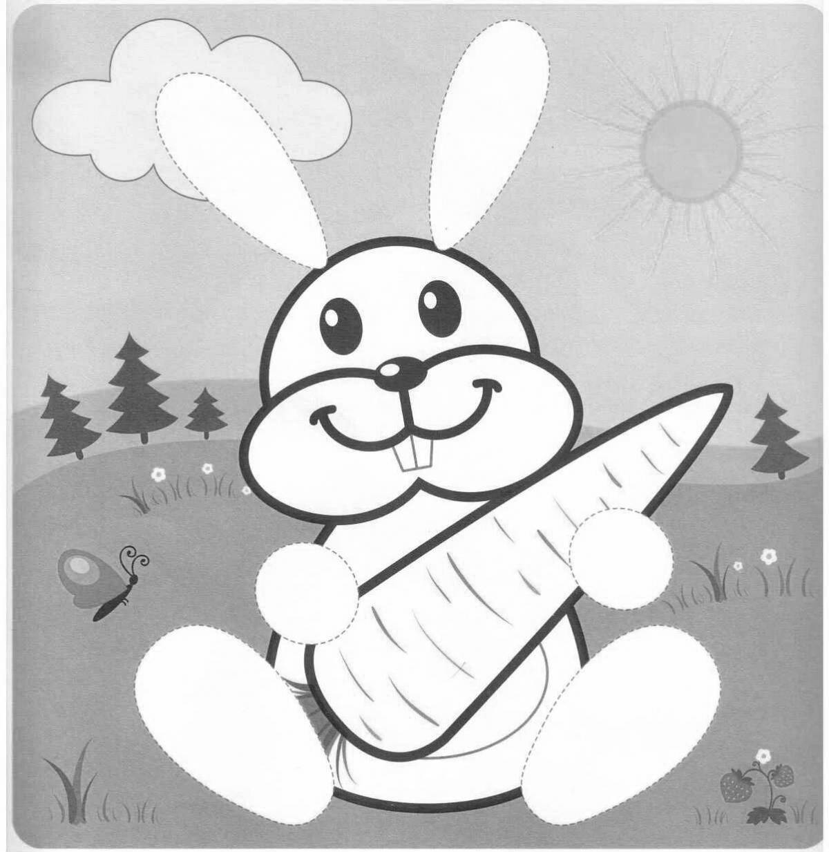 Причудливая раскраска кролик с морковью