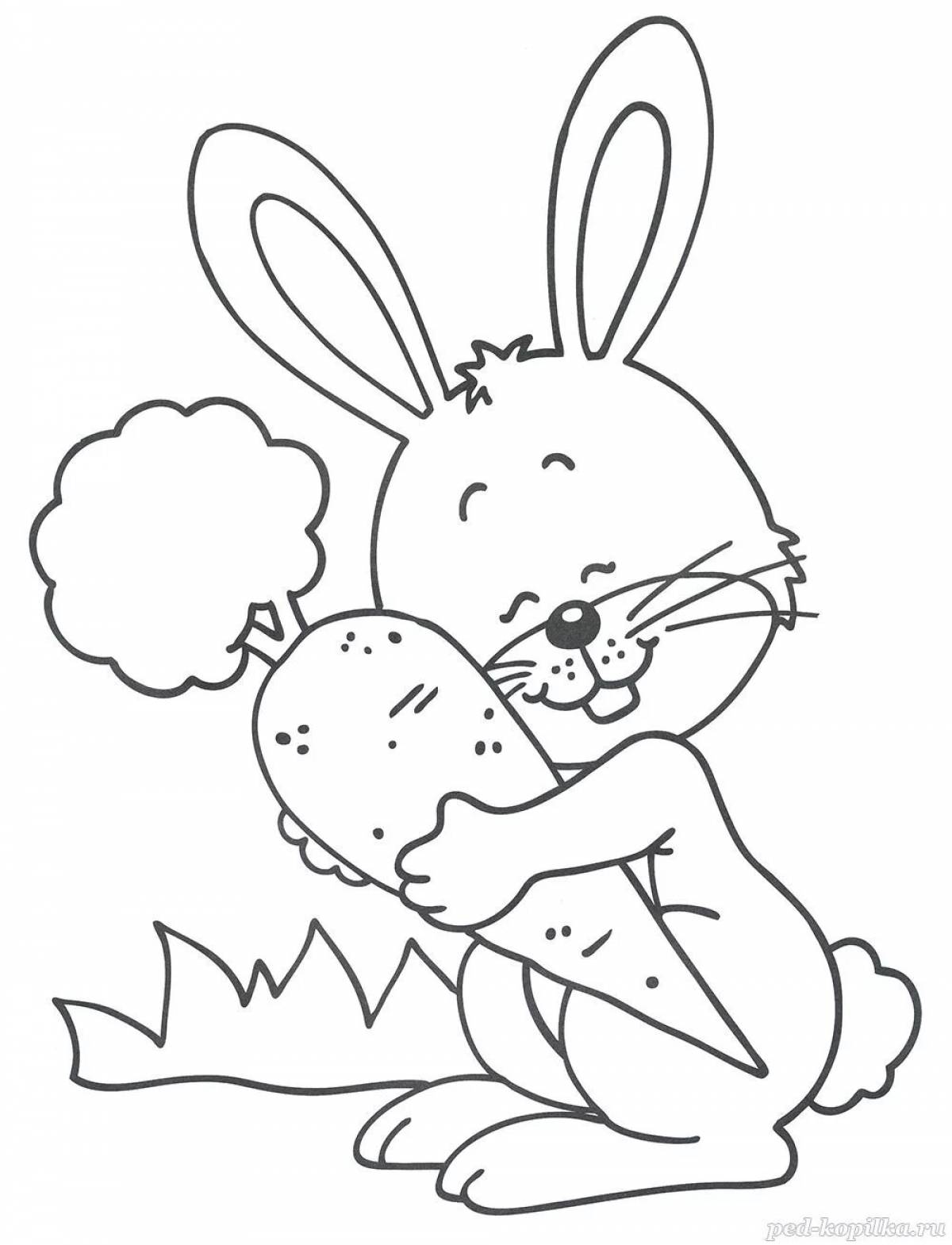 Игристая раскраска кролик с морковью