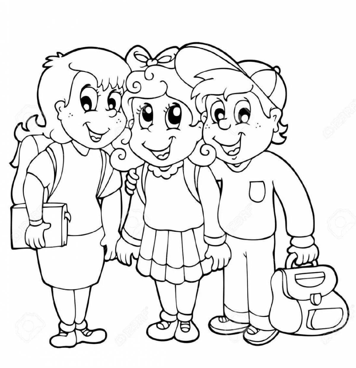 Colorful friendship coloring page