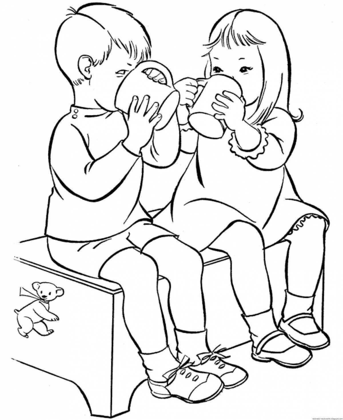 Glowing friendship coloring page