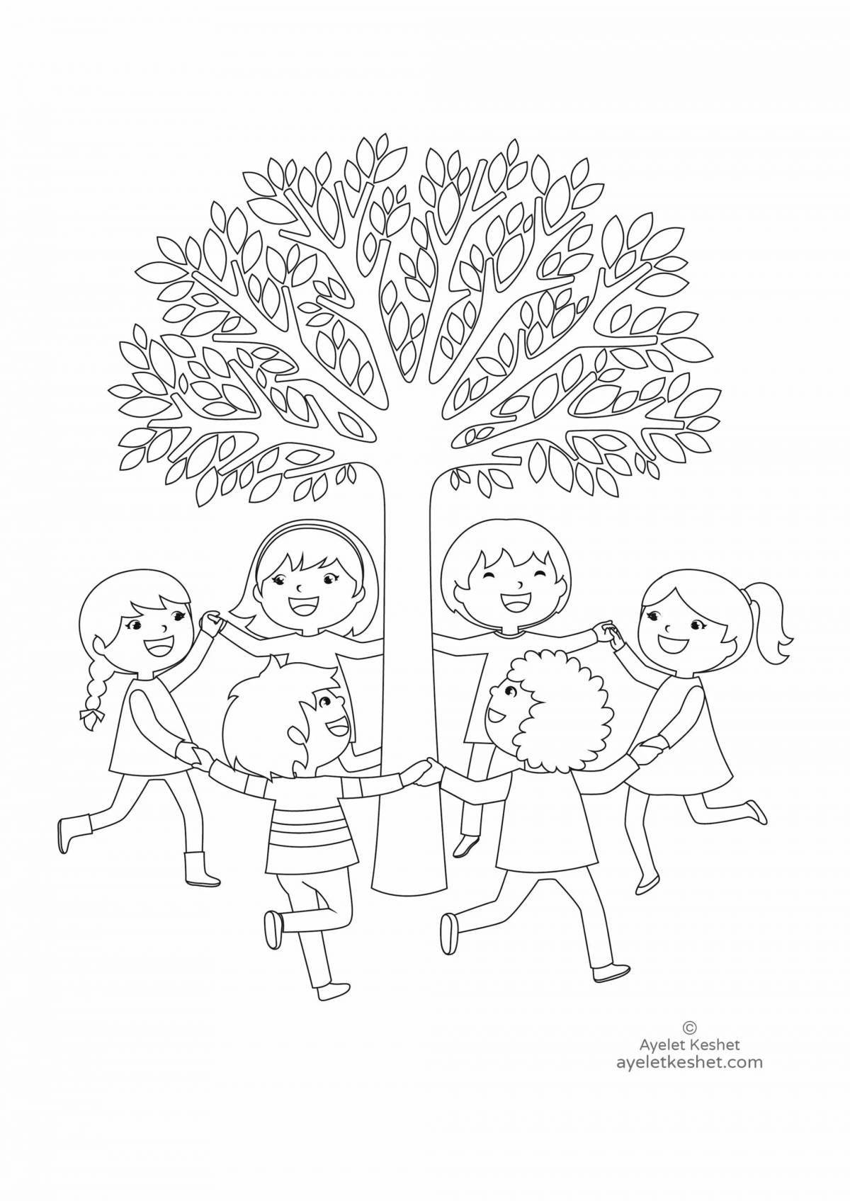 Coloring page jubilant friendship