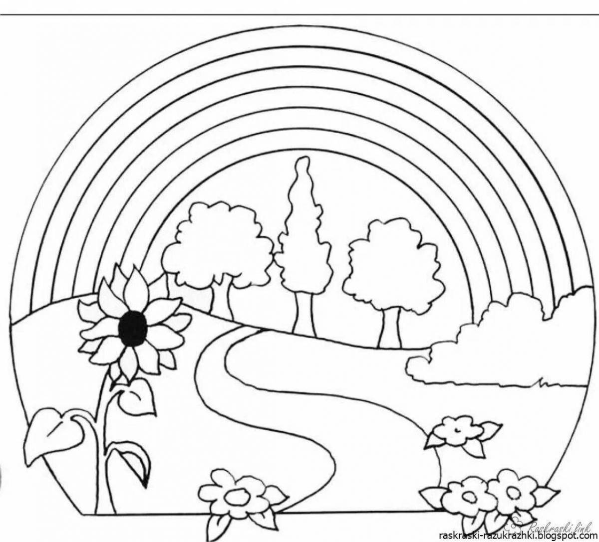 Serene nature coloring book for 7-8 year olds