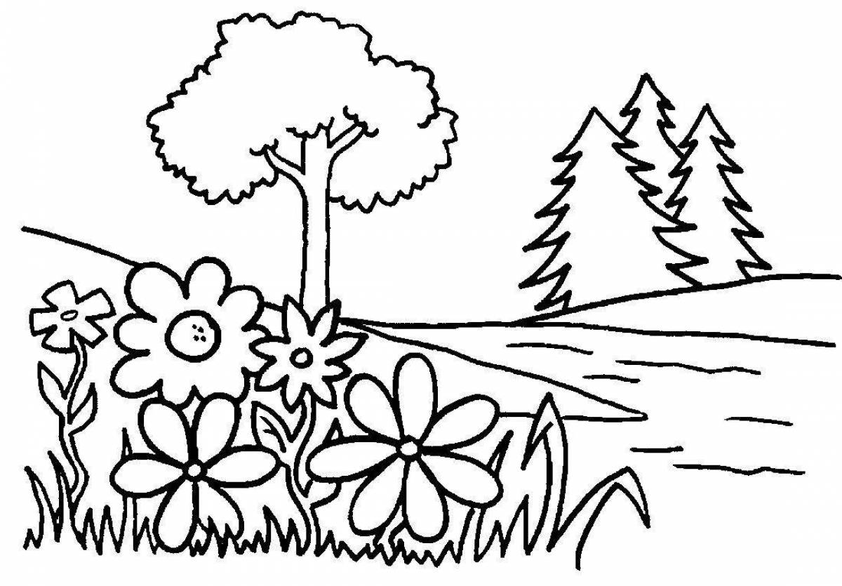 Exquisite nature coloring book for 7-8 year olds