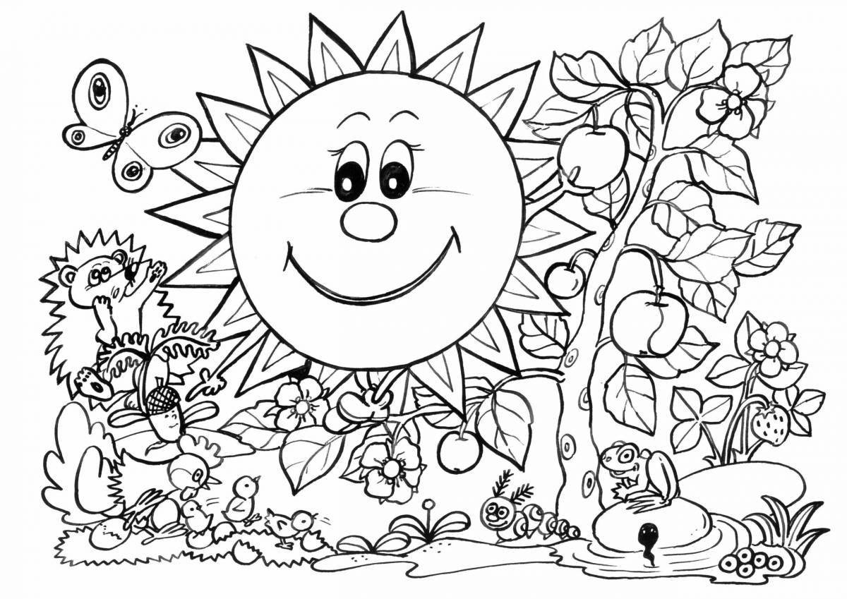 Live coloring of nature for children 7-8 years old