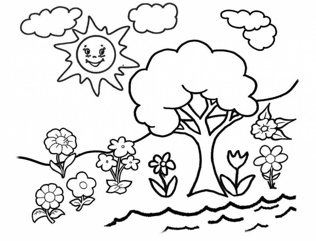 Refreshing nature coloring book for 7-8 year olds