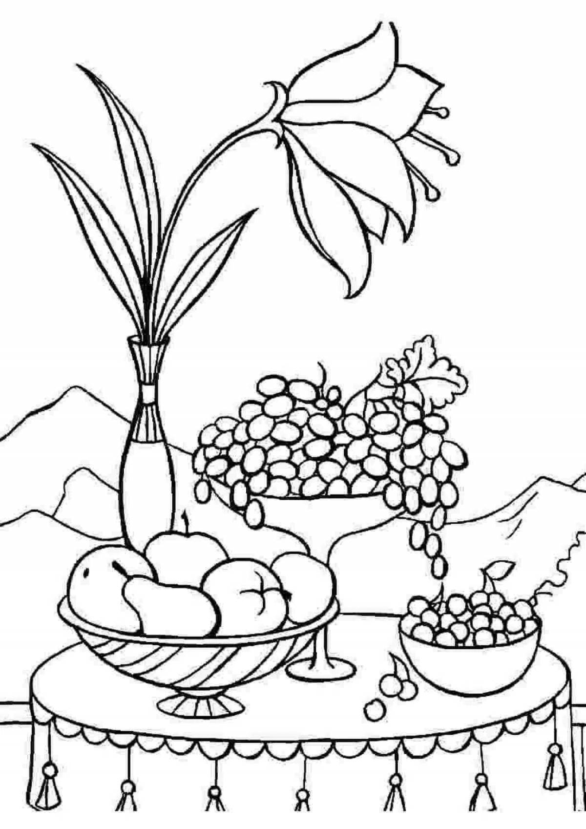 Colorful still life coloring for children 6-7 years old