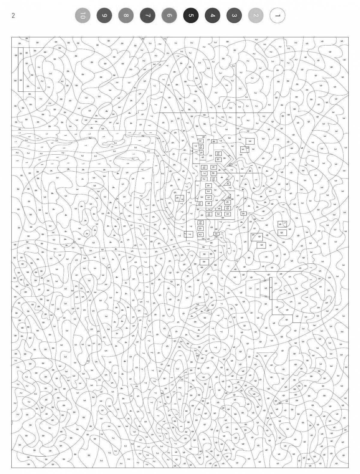 Colorful complex coloring by numbers with palette