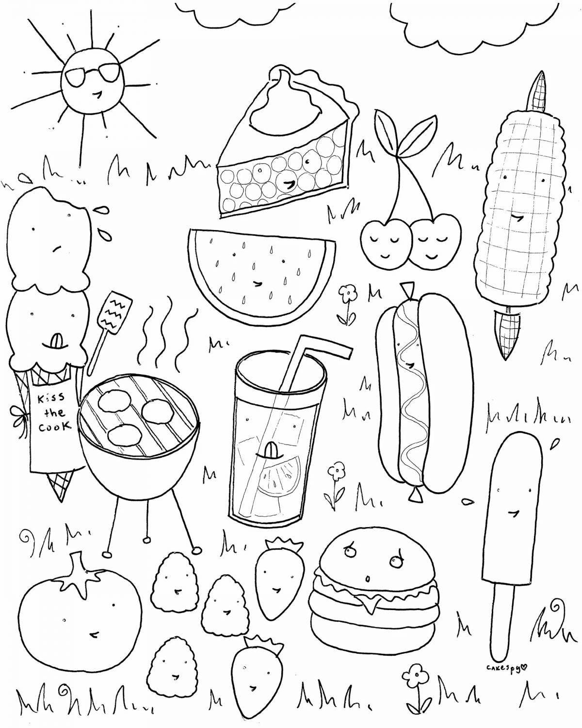 Fun coloring book for 10 year old girls cute food