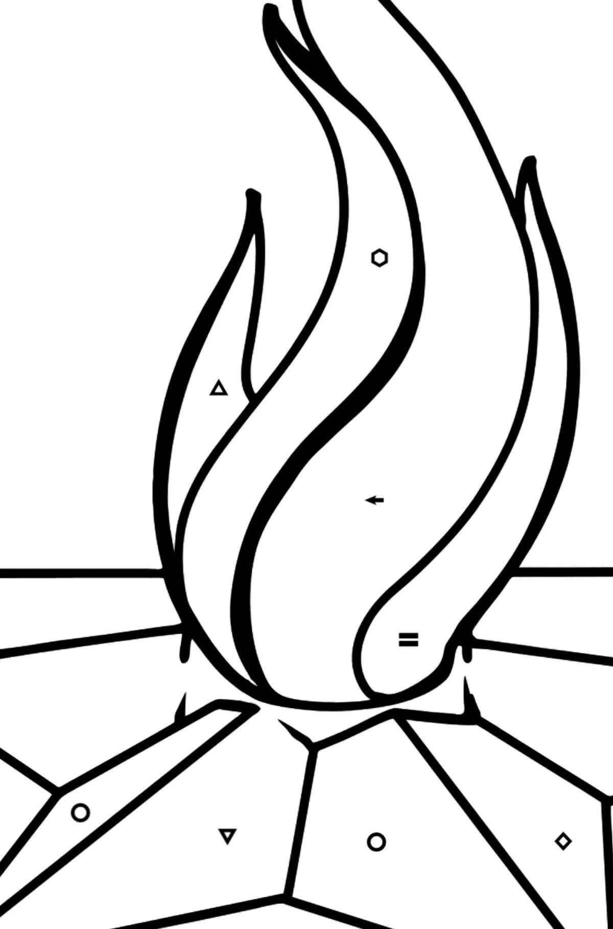 Brilliantly colored May 9 eternal flame coloring page