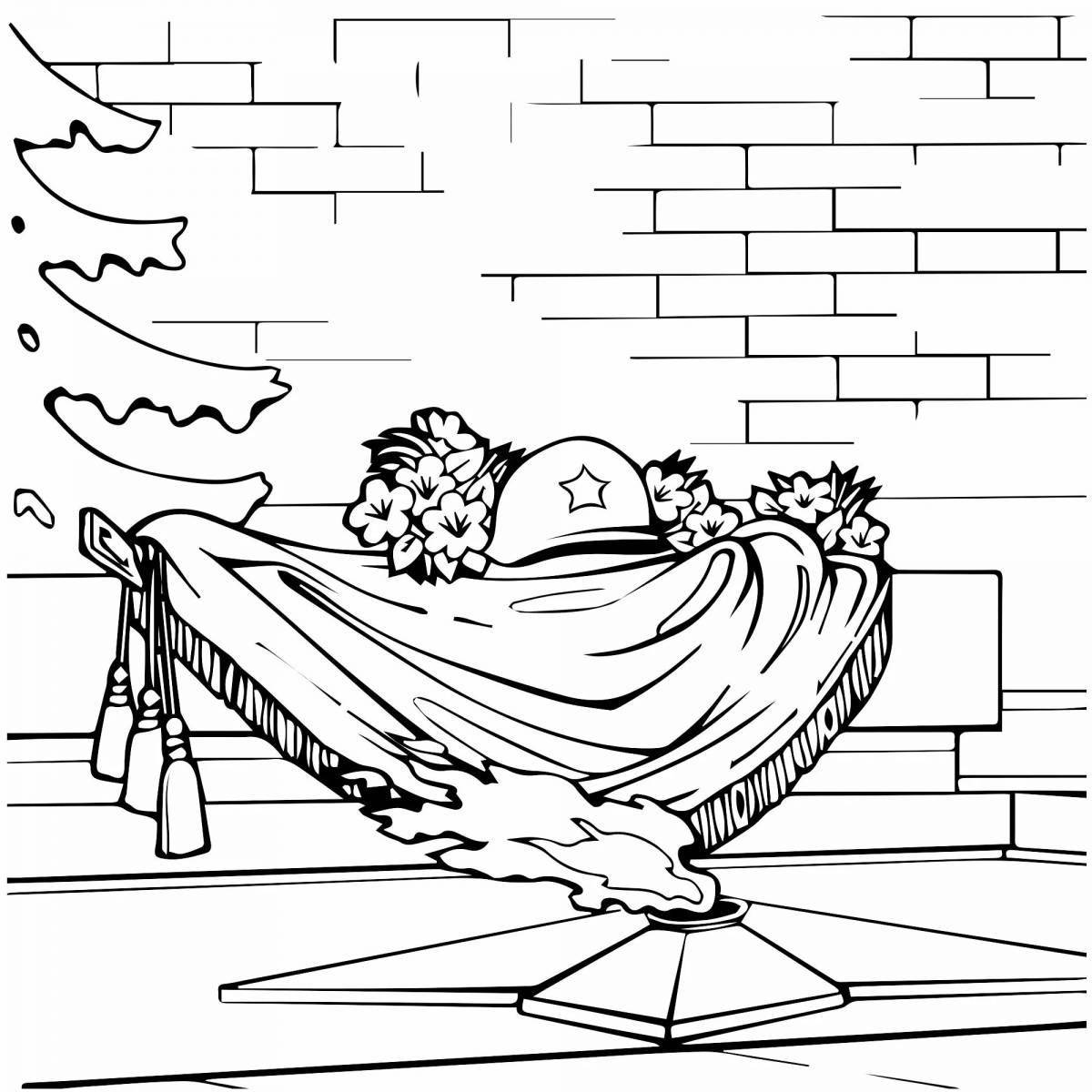 Brilliantly colored May 9 eternal flame coloring page