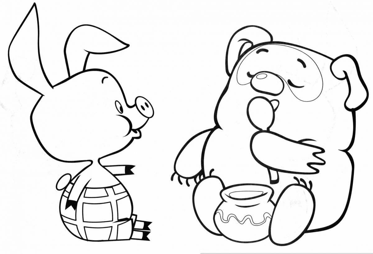 Cute Winnie the Pooh and his friends, Soviet coloring