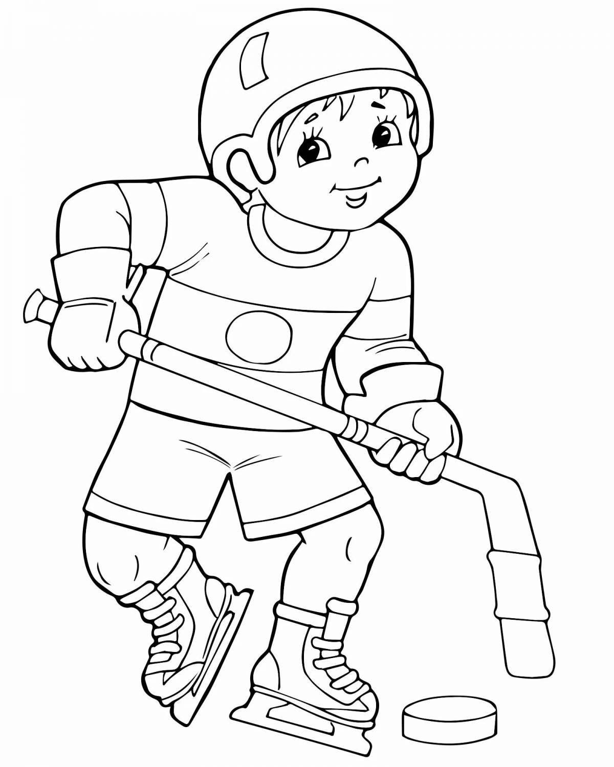 Colorful coloring book athletes of different sports for children