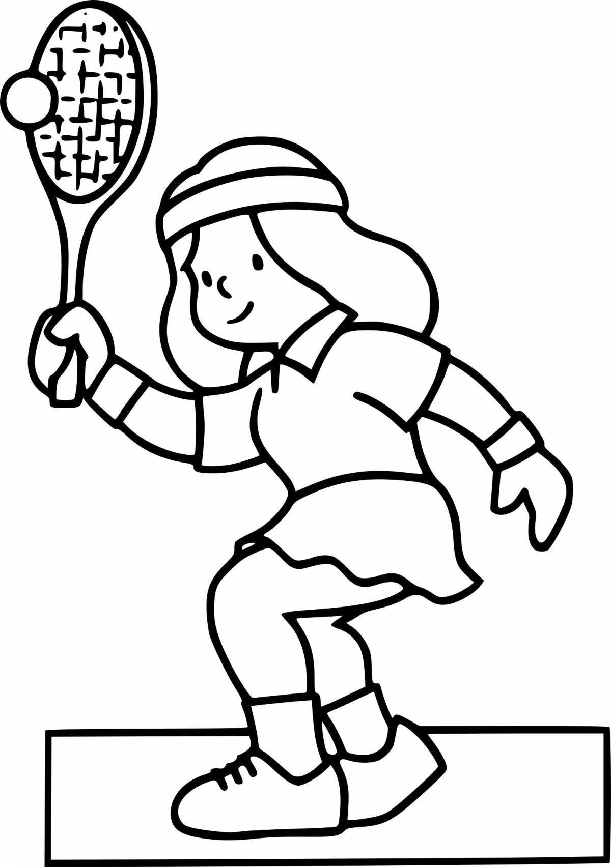 Fun coloring book athletes of different sports for children