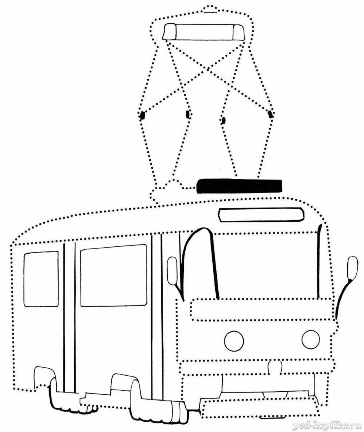 A playful special transport coloring page for 6-7 year olds