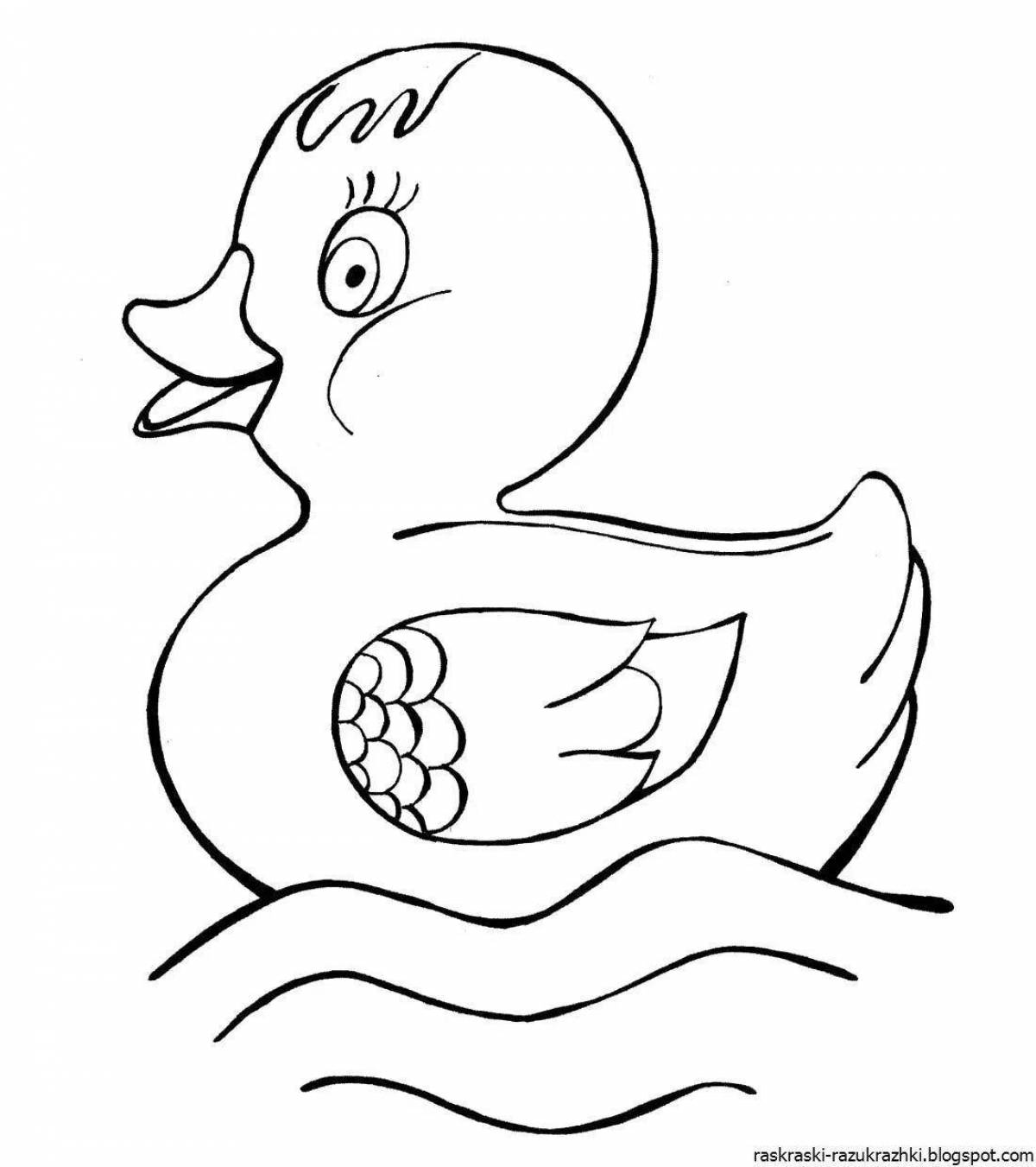 Яркая утка-раскраска для детей 3-4 лет