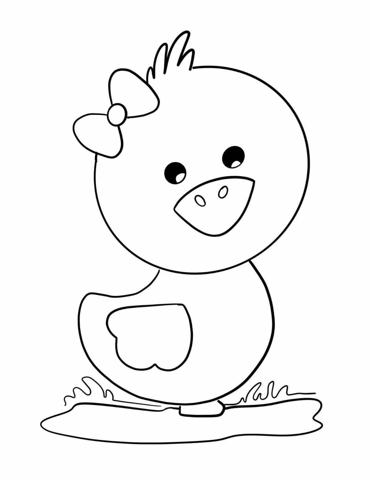 Раскраска веселая утка для детей 3-4 лет